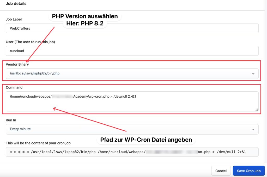 Wie man einen echten Cronjob in Runcloud einrichtet